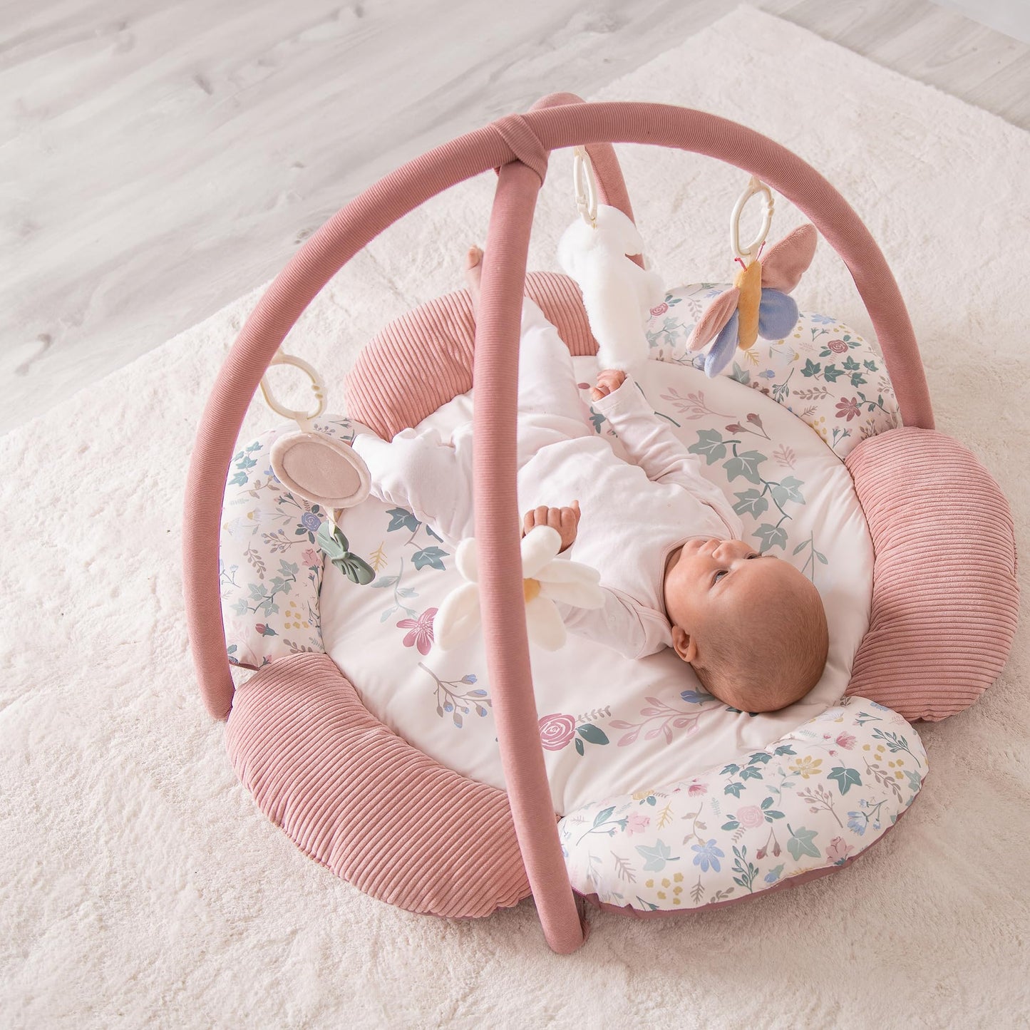 Red Kite Play Gym - Padded Play Gym with Hanging Toys (Rose & Ivy)