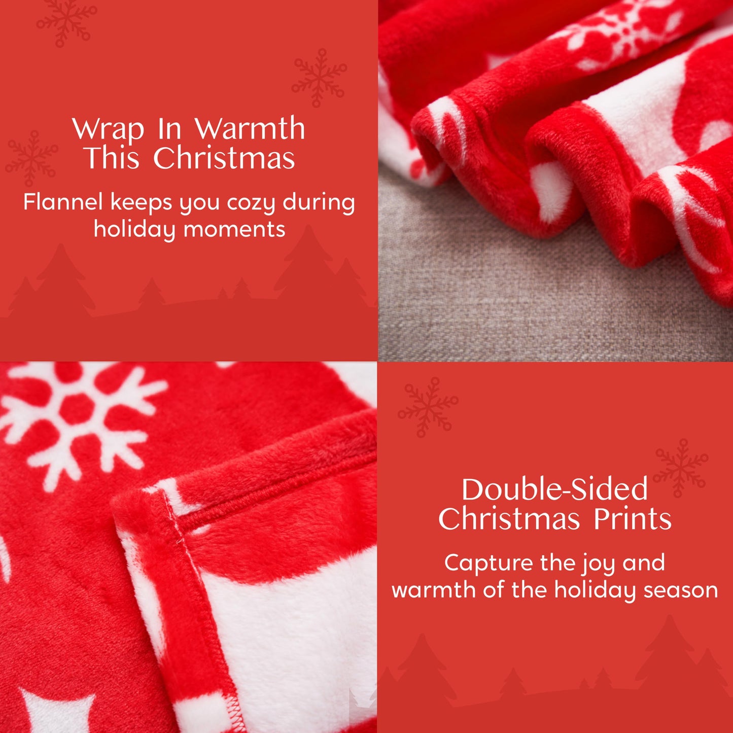 Joiedomi Christmas Throw Blanket - Soft Flannel Christmas Blanket - Warm Plush Holiday Decorative Throw - Winter Cozy Present Throw for Couch - 50” x 60" Red Nordic