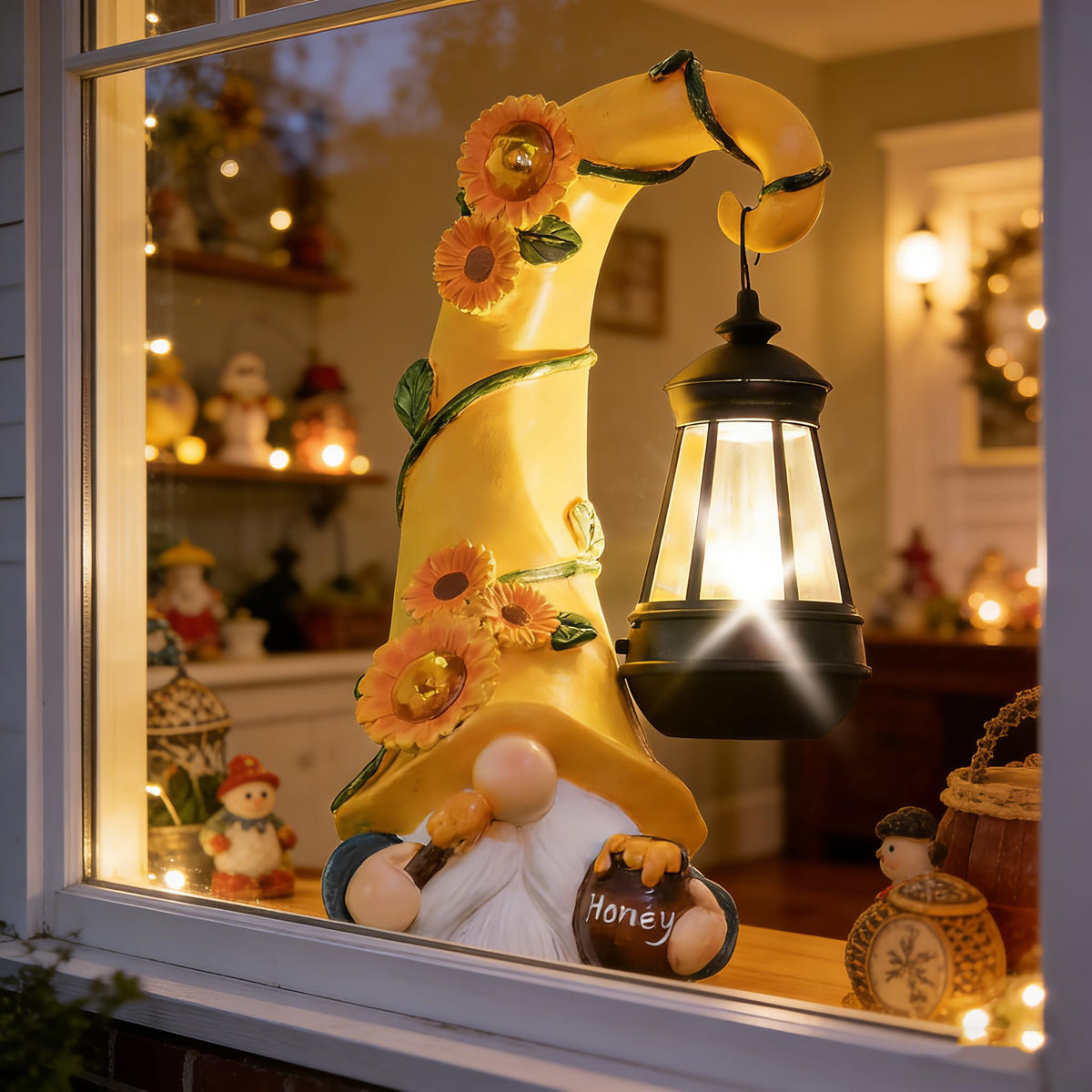 twinbling Garden Gnome Statue with Solar Lights Large Garden Sculptures Funny Bee Gnome Outdoor Patio Lawn Yard Garden Decor Birthday Gifts for Women Mom 12 in Summer Gnomes Outdoor