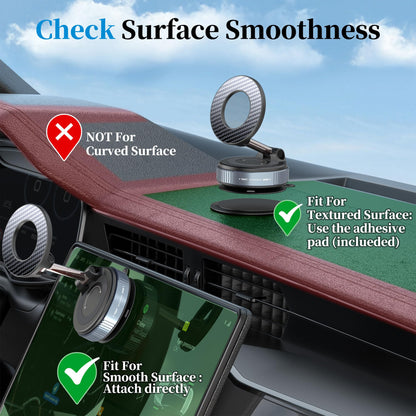 PlusAcc Vacuum Magnetic Phone Holder for Car - Suction Phone Mount 360°Rotatable Foldable Portable Strong Magnet Stand for iPhone17/16/15/14/13/12 Pro/Pro Max on Mirror, Smooth Surface, Windscreens