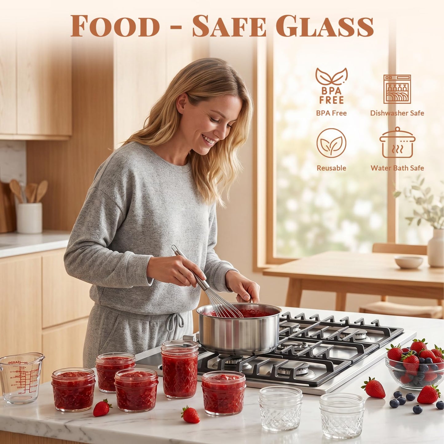 CycleMore 40 Pcs 4oz Clear Glass Mini Mason Jars With Silver Separable Lids and Diamond appearance, Small Spice Canning Jars for Honey, Jam, Jelly, Wedding Favors, Kitchen Food Storage