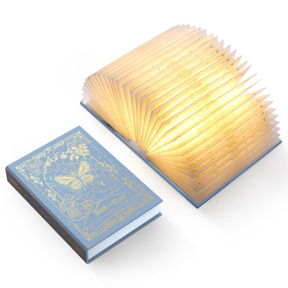 ZBOLE Magic Truth Book Light - Rechargeable LED Book Lamp for Home Decor, Ideal Christmas & Bookworm Gifts with Gold Foil Embossed Cover, Warm White Light for Entertainment & Relaxation (Blue)