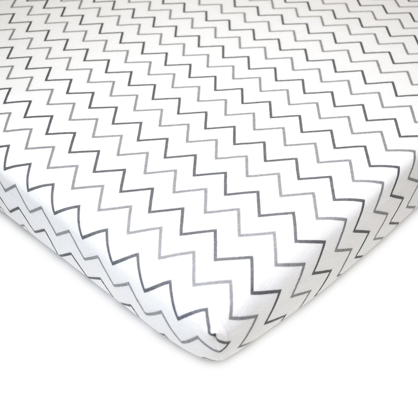 TL Care 2 Pack 100% Natural Cotton Fitted Pack and Play Sheets 39" x 27" - Soft & Breathable Pack N Play Sheets for Playard & Mini Crib Mattress, Navy Whale/Gray Zigzag, for Boys & Girls