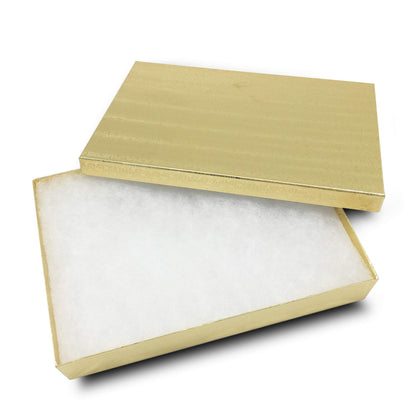TheDisplayGuys - 25-Pack #53 Kraft Paper Cardboard Gift Boxes/Jewelry Cases w. Cotton Padding & Lid - Gold Foil - (5.4" x 3.9" x 1.0")