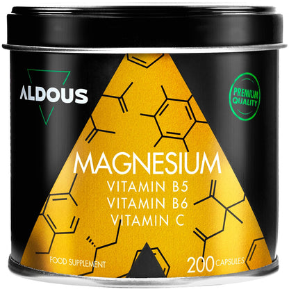Magnesium Citrate 1500mg + Vitamin B6, B5 & C per Daily Dose - 100 Days Supply - 200 High Absorption Magnesium Citrate Capsules - Magnesium Supplements for Muscle, Bone & Energy