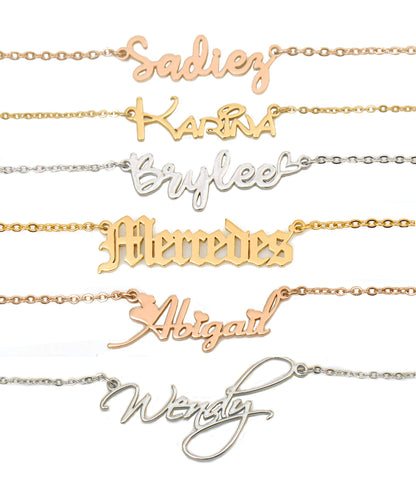 HUAN XUN Custom Name Necklace Personalized Initial Necklaces in Golden Silver