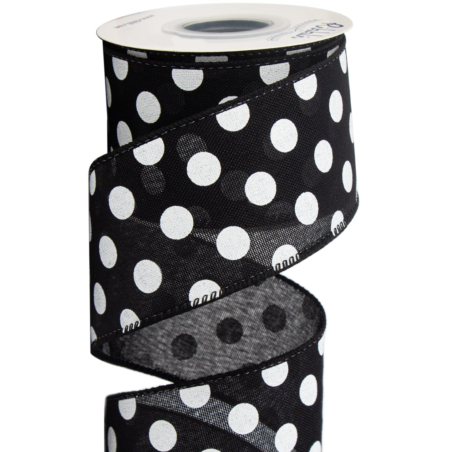 Ribbli Black and White Polka Dot Wired Burlap Ribbon,2-1/2 Inch x 10 Yard