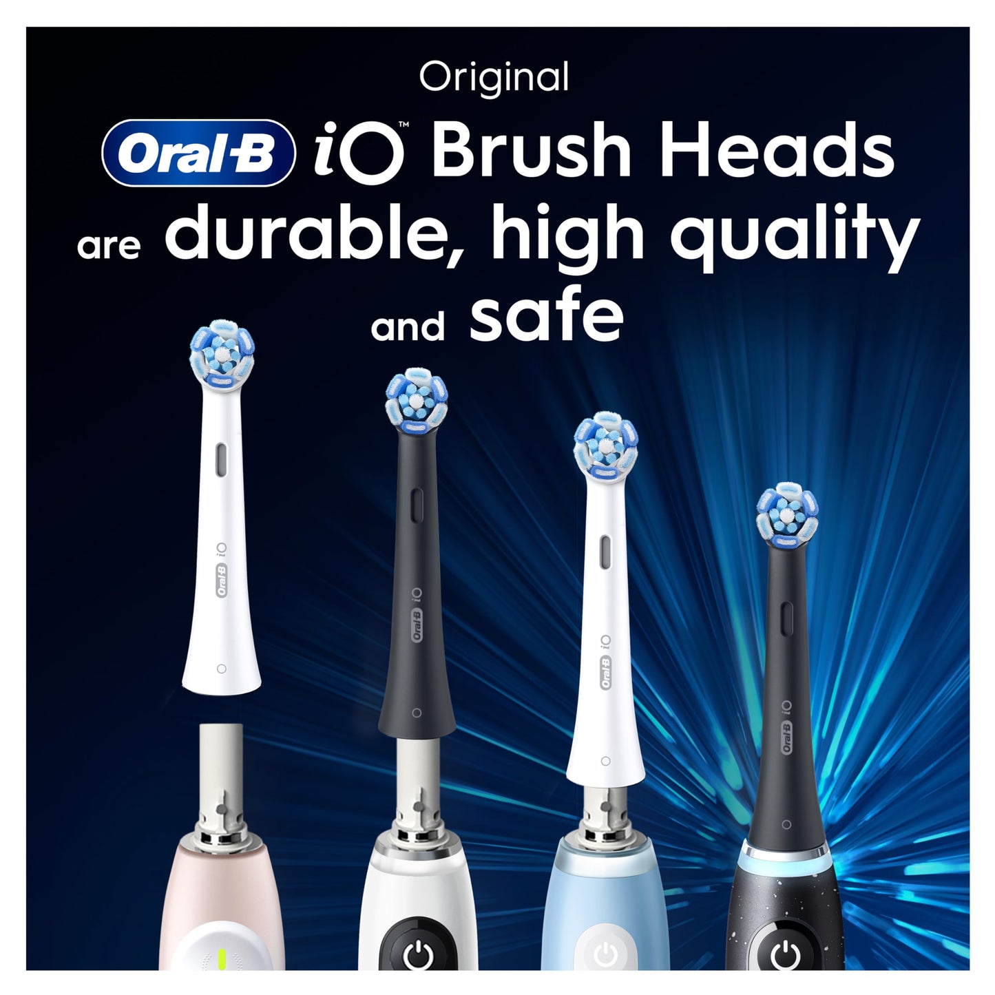 Oral-B iO Ultimate Clean Electric Toothbrush Head, Oral B Electric Toothbrush Heads, Twisted & Angled Bristles for Deeper Plaque Removal, Pack of 4 Toothbrush Heads, Oral B Io Brush Heads, White