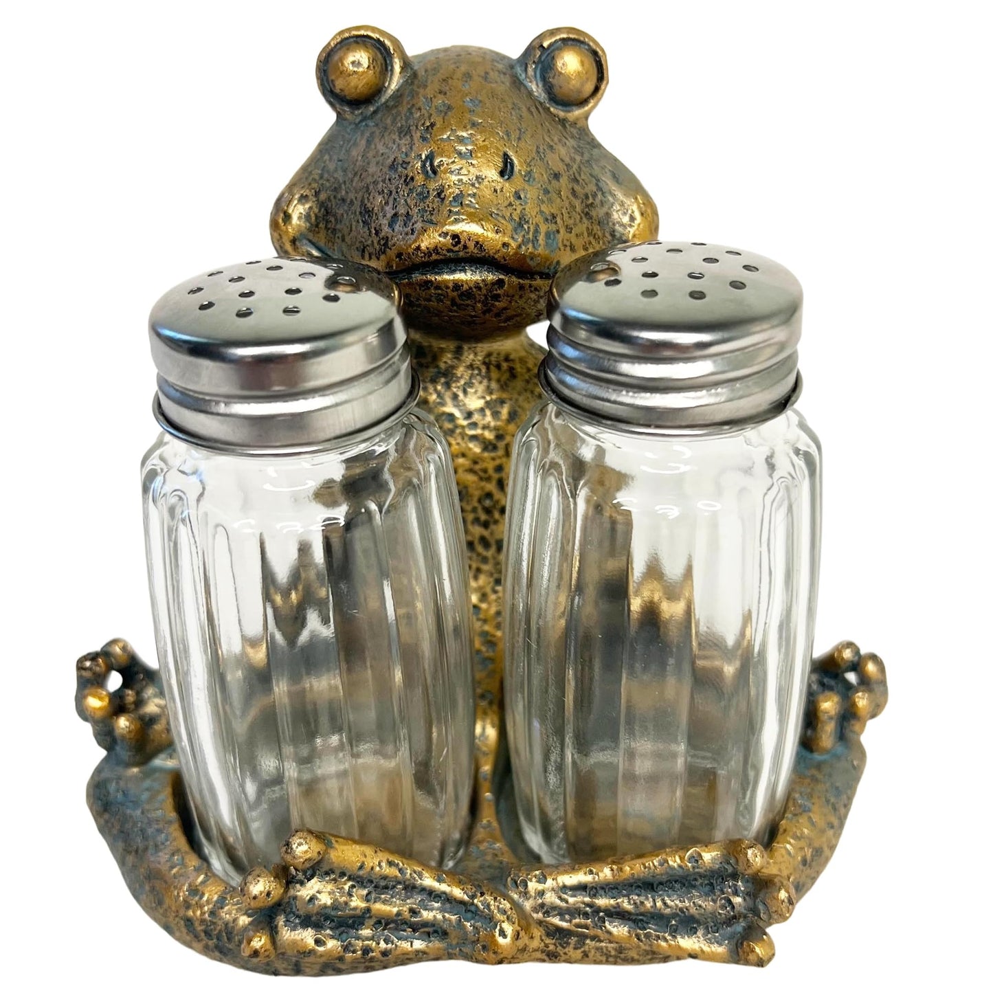 Yoga Frog Salt and Pepper Set with Glass Shakers – Whimsical Meditating Zen Master Lotus Pose Figurine – Dining Table Kitchen or Bar