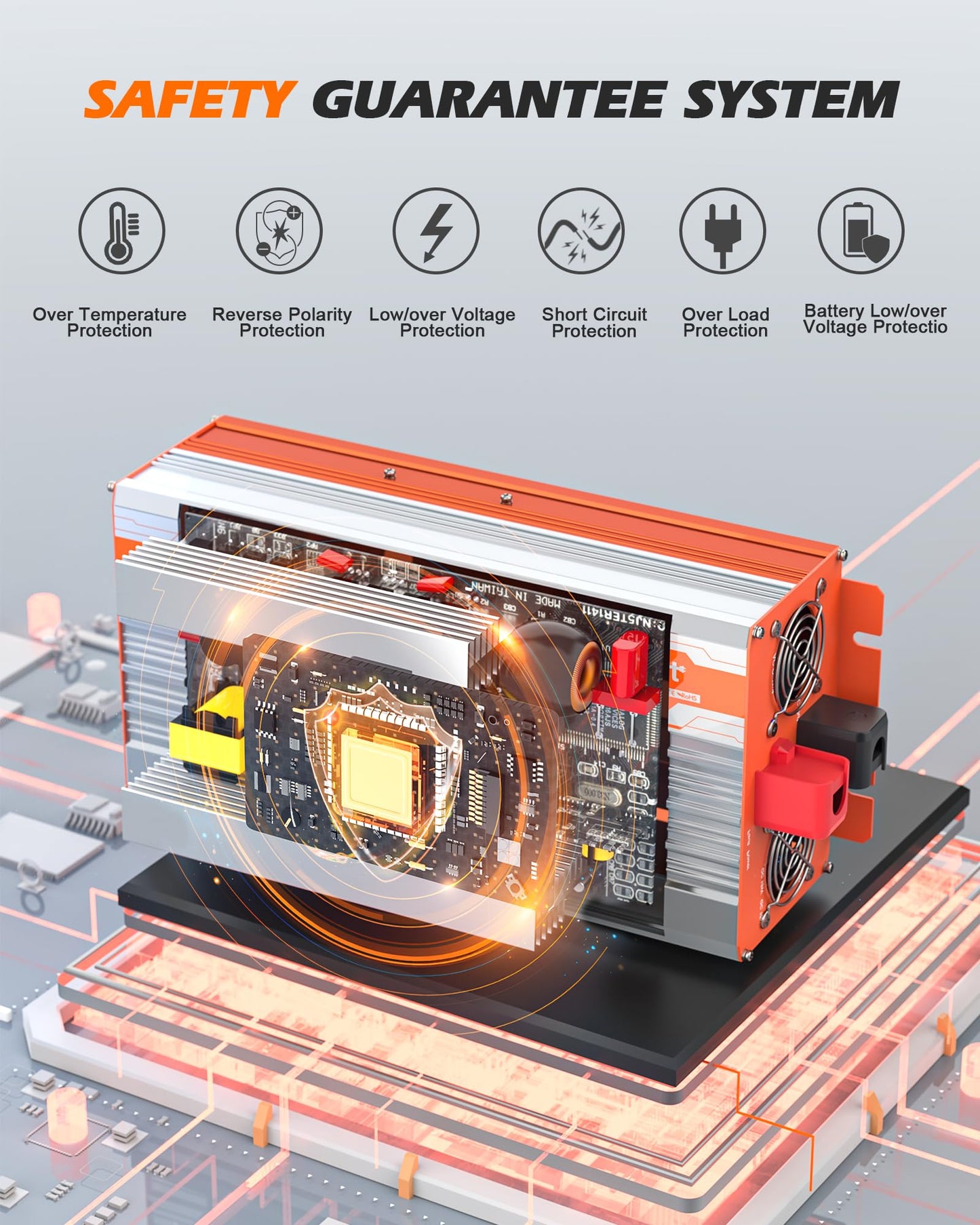 JOEMNWART 2000W Pure Sine Wave Power Inverter, 12V to 120V AC Converter, 4000W Peak Inverter for RV, Truck, Solar with Dual AC and 20A Outlet,4 Quick Charging USB Ports, Remote Controller