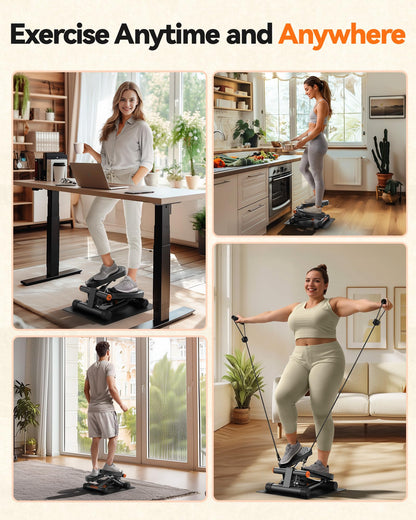 Niceday Steppers for Exercise, Stair Stepper with Resistance Bands, Mini Stepper with 300LBS Loading Capacity, Hydraulic Fitness Stepper with LCD Monitor