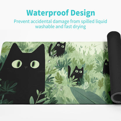 Black Cat Gaming Mouse Pad Large Desk Mat Extended Keyboard Mouse Pad Anime Mousepad with Non-Slip Base and Stitched Edge Mouse Mat Desk Pad 31.5 x 11.8 Mouse Pads for Desk Home Office Gaming