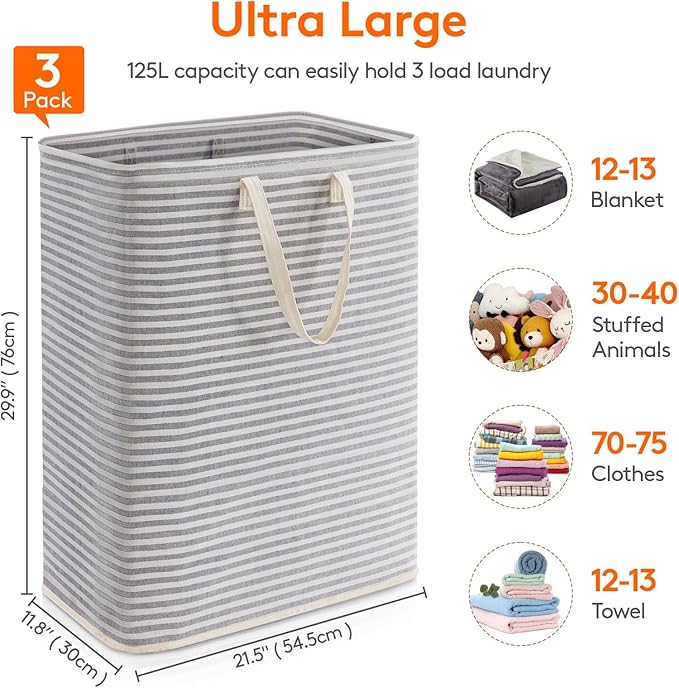 Lifewit 3 Pack Laundry Hamper Large Collapsible Laundry Baskets, Freestanding