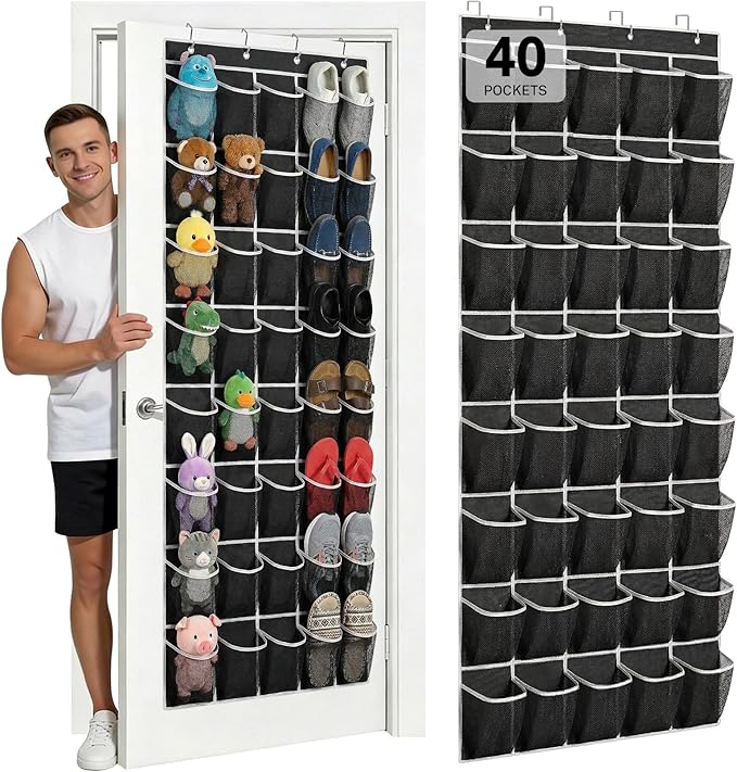 40-Pocket Over the Door Shoe Organizer