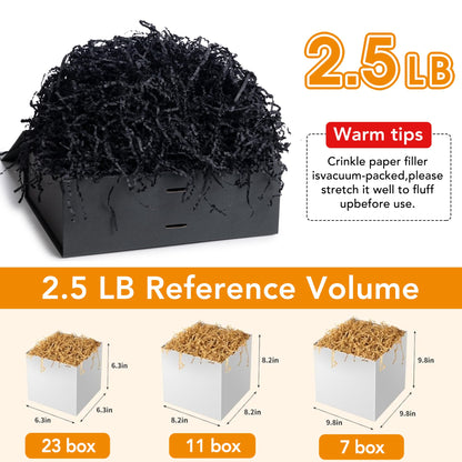SWANGSA 2.5 LB Crinkle Cut Paper Shred Filler for Gift Baskets, Shreded Stuffing, Packing Grass Cushion Paper Streamer for Weddings, Halloween, Christmas, Birthdays (Black)