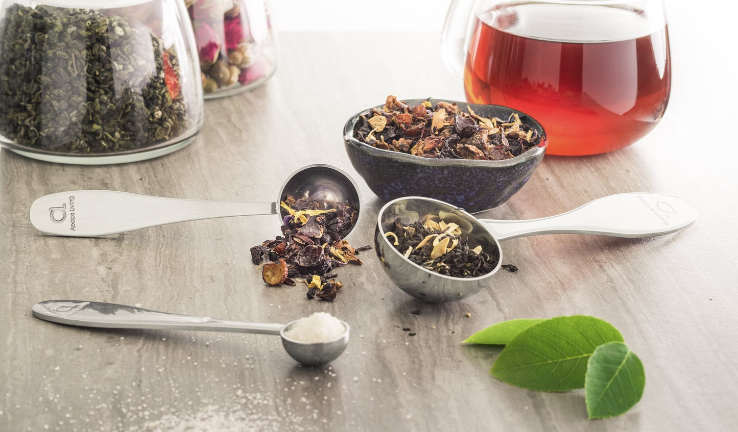 Apace Living Tea Scoop (Set of 3) - Stainless Steel Measuring Spoons for Loose Leaf Tea, Coffee and More (M, Silver)