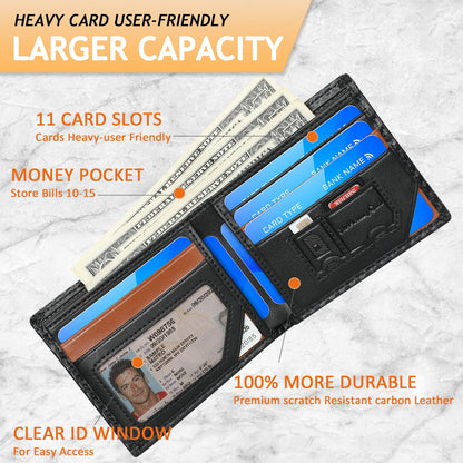 Smart Mens Wallet with Tracker, Only with Find MY APP(IOS), Front Pocket Wallets for Men, Slim Leather with 2 ID Window, Trackable Minimalist Credit Card Holder with Gift Box (Black1)