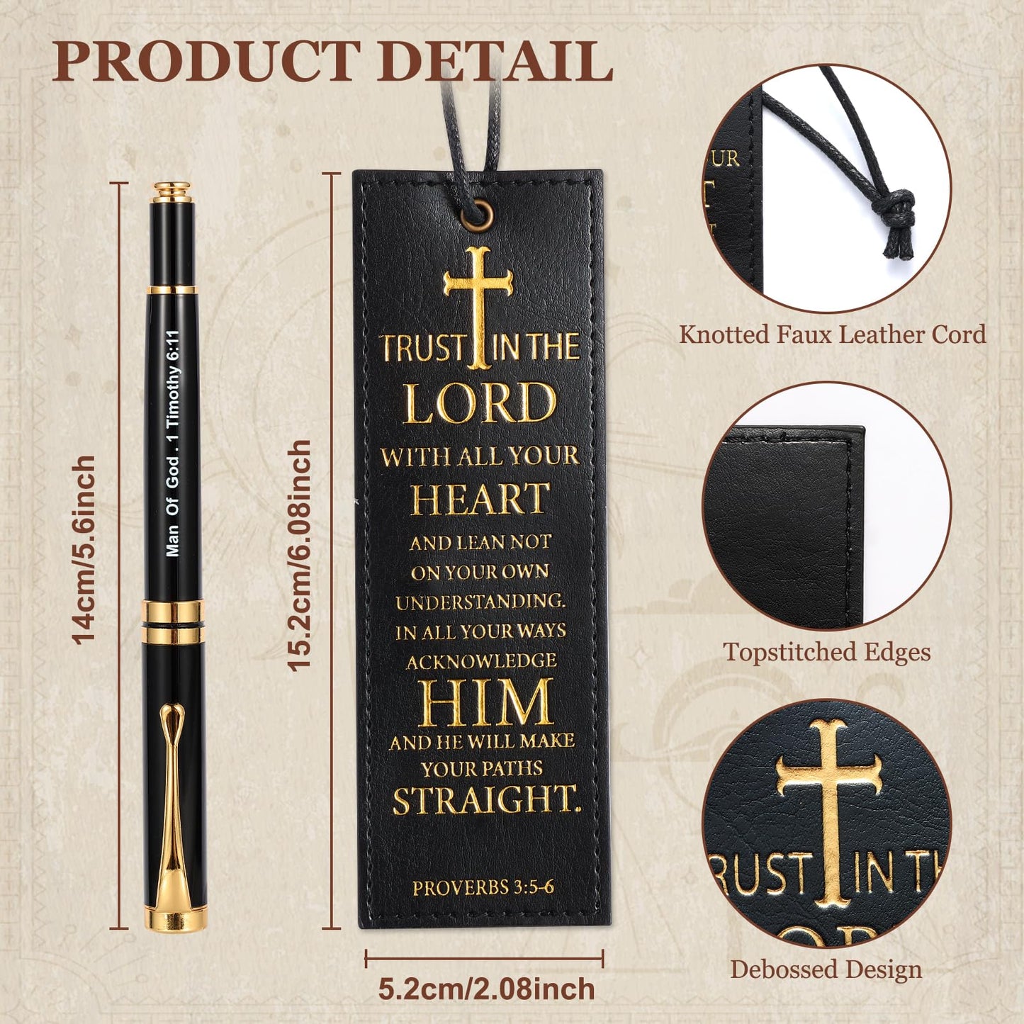 SAIWEILAI ONLINE 3 Pieces Christian Gifts for Men Religious Gifts for Dad Bible Verse Inspirational Notebook Bible Verse Ballpoint Pen Trust in The Lord Bookmark for Men Office School Journal Supplie