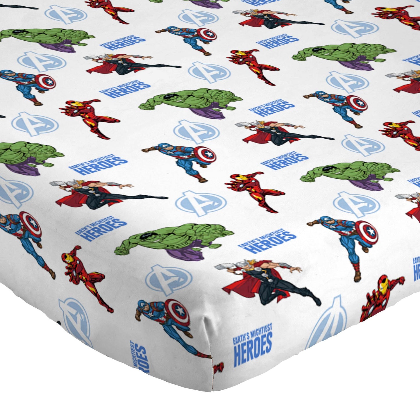 Jay Franco Kids Sheet Set with Fitted, Flat Sheets & Pillow Cover - Ultra-Soft Bedding with Pillowcase for Room Decor, White - Avengers, 4 Piece Queen