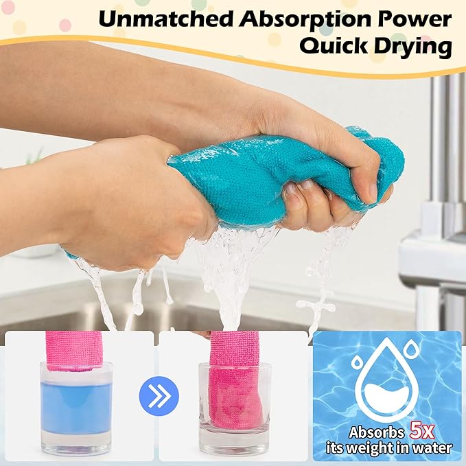 FIXSMITH Microfiber Cleaning Cloth, 50 Pack Cleaning Rags, Cleaning Towels