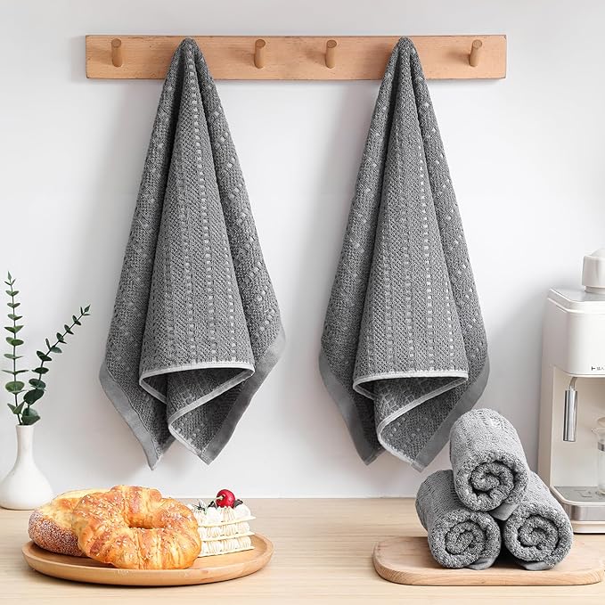 SALAS Kitchen Dish Towels, Bulk Cotton Kitchen Hand Towels, 390 GMS Plaid Dish