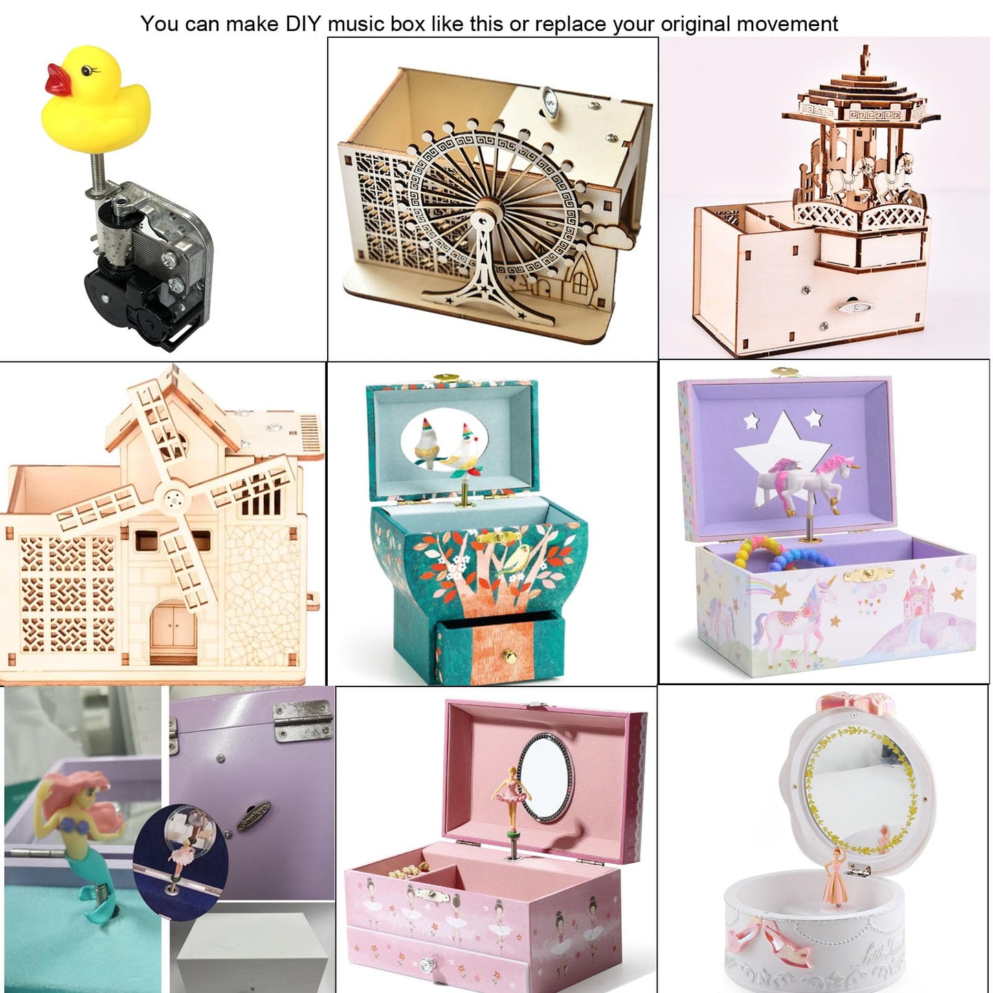 Pursuestar Edelweiss Wind Up Music Box with Flexible Rotating Shaft & Stop Function, Yunsheng Musical Mechanism Movement for DIY Music Boxes Ballerina Jewelry Box