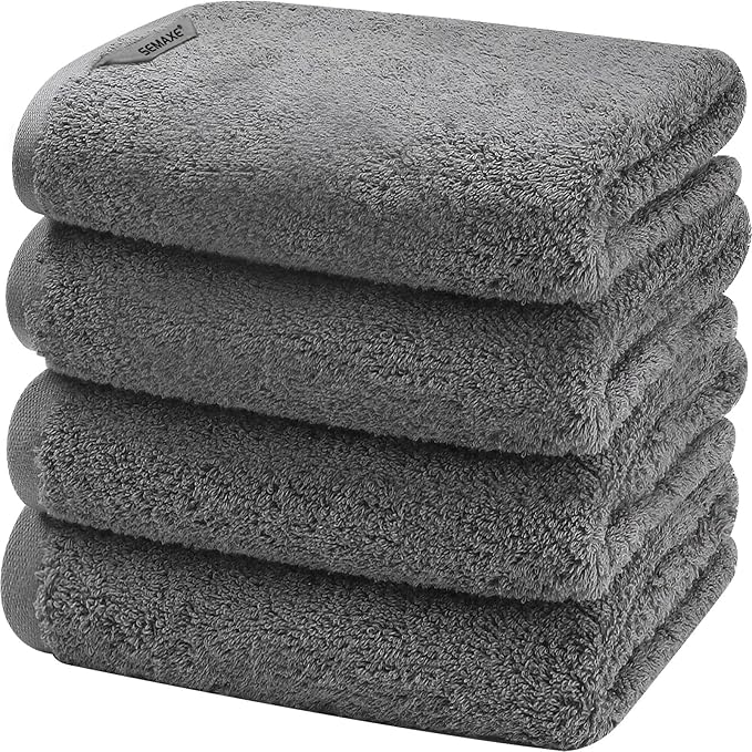 SEMAXE Gray Hand Towels for Bathroom, Quick-Drying, Easy Care