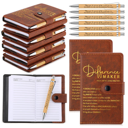 Honoson 20 Sets Difference Maker Teacher Appreciation Gifts Bulk Motivational Notebooks with Bamboo Pen Nurse Appreciation Gifts for Employee Coworker Team Staff Boss Graduation