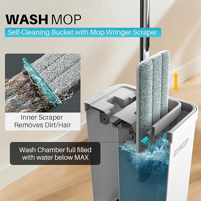 JOYMOOP Hands-Free Self-Cleaning Microfiber Mop and Bucket