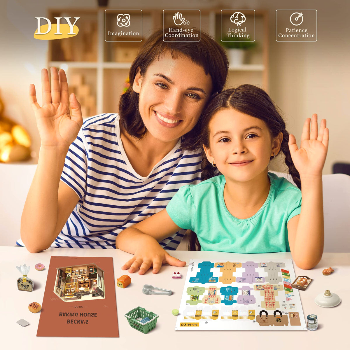 ROBOTIME DIY Miniature Dollhouse Wooden Miniature Furniture Kit