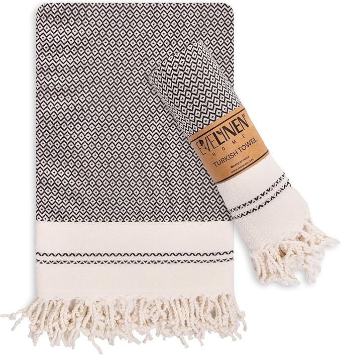 Evelynen Turkish Hand Towels for Bathroom & Kitchen Towels Decorative Set of 2