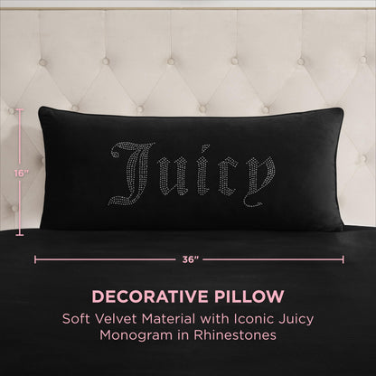 Juicy Couture – Decorative Accent Pillow Velvet Safari Leopard Premium Reversible Throw Pillow Living Room and Bedroom Décor Measures 14" x 24" Cheetah on White