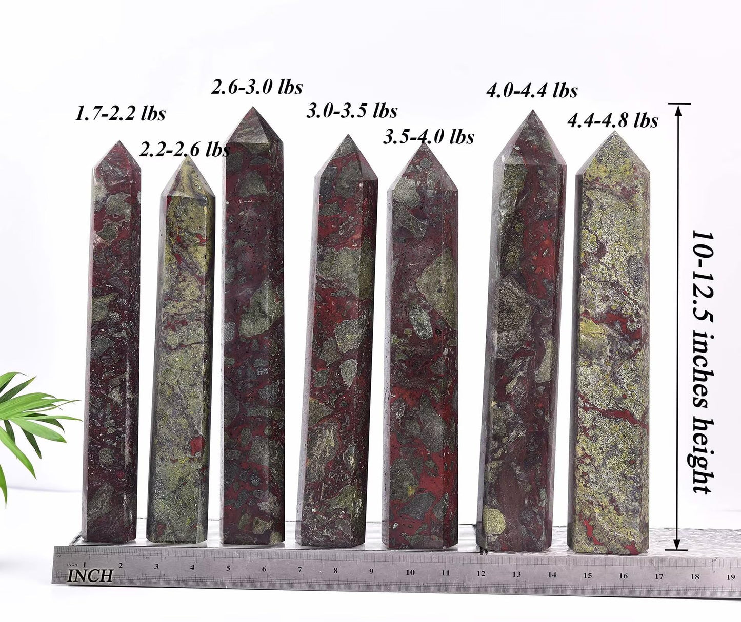 AMOYSTONE Large Blood Jasper Stone Wand Healing Crystal Obelisk Tower 6 Faceted Column Reiki Chakra Meditation Therapy 4.0-4.4 LBS