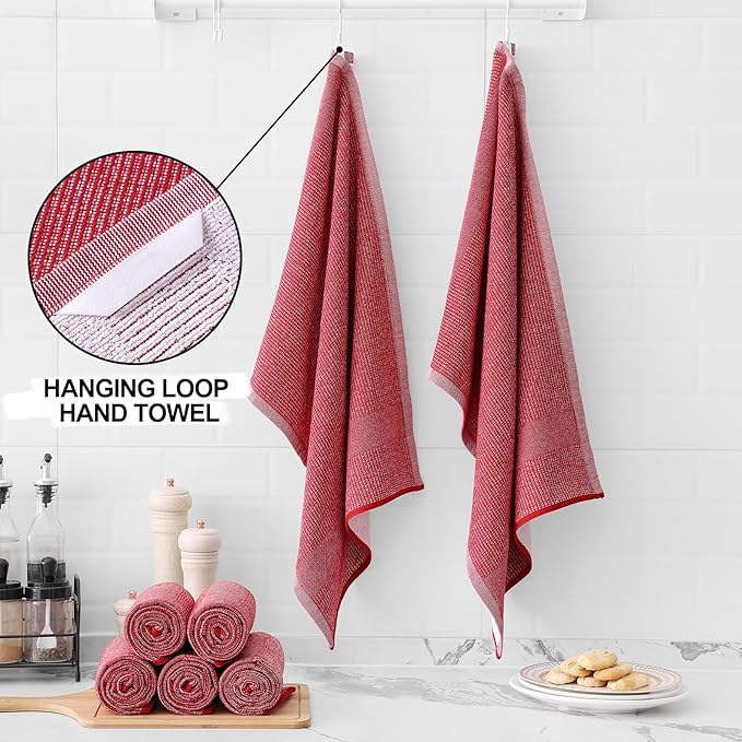 Homaxy Premium Kitchen Towels, Large Cotton Kitchen Hand Towels, Flat and Terry