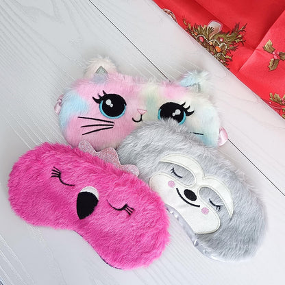 Cute Animal Sleeping Mask Soft Plush Blindfold Cute Rabbit Panda Koala Eye Cover Eyeshade for Kids Teens Girls Women (Flamingo)
