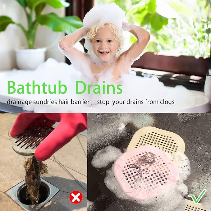 2 Pack Drain Hair Catcher Silicone Drain Protector Bathroom Accessories Hair
