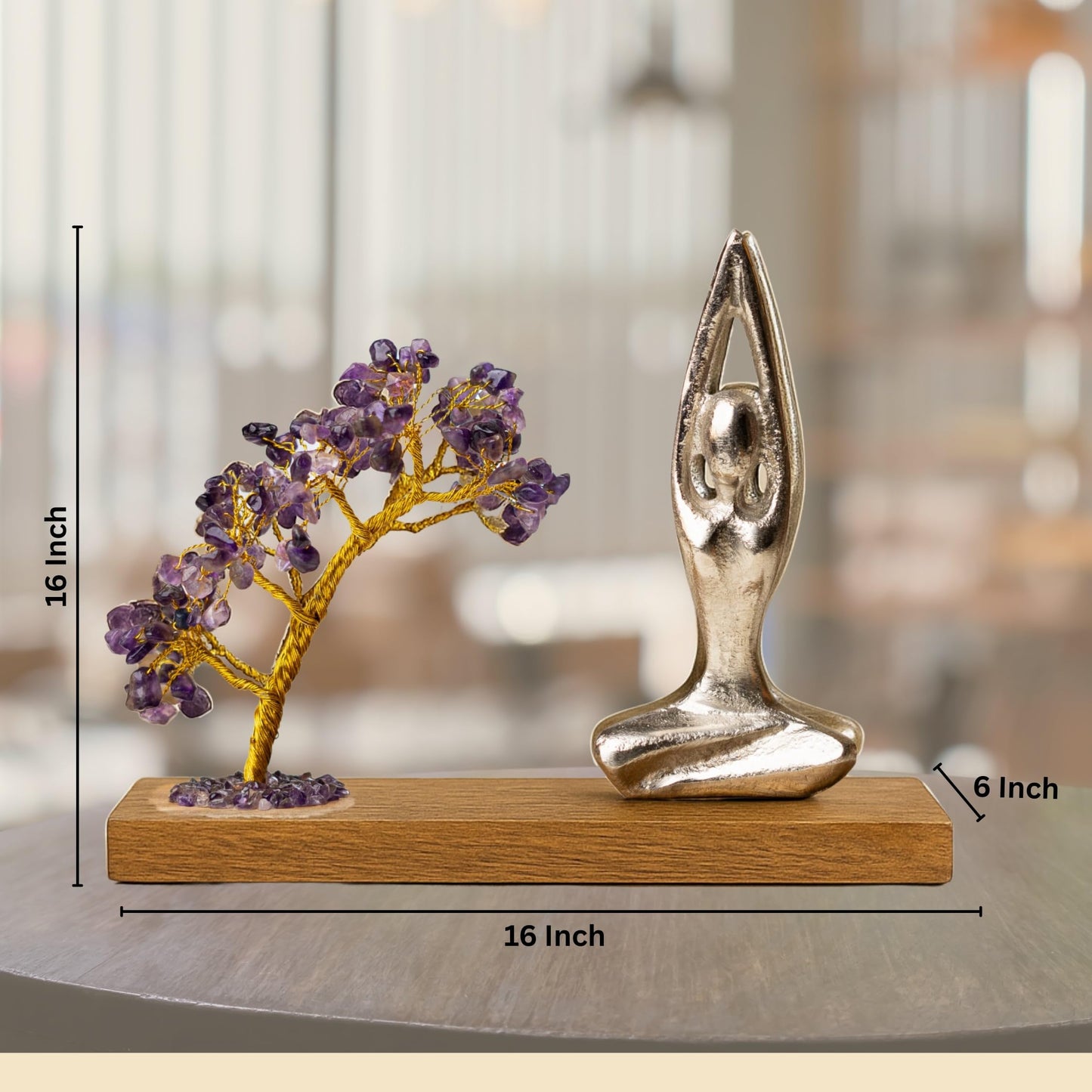 RITUALISTIC Namaste Amethyst Quartz Crystal Tree of Life Handcrafted Feng Shui Gemstone Bonsai Tree Home Decor Items Wealth & Luck Showpiece Decorative Gifts for Vastu, Valentine's Day Gifts Items