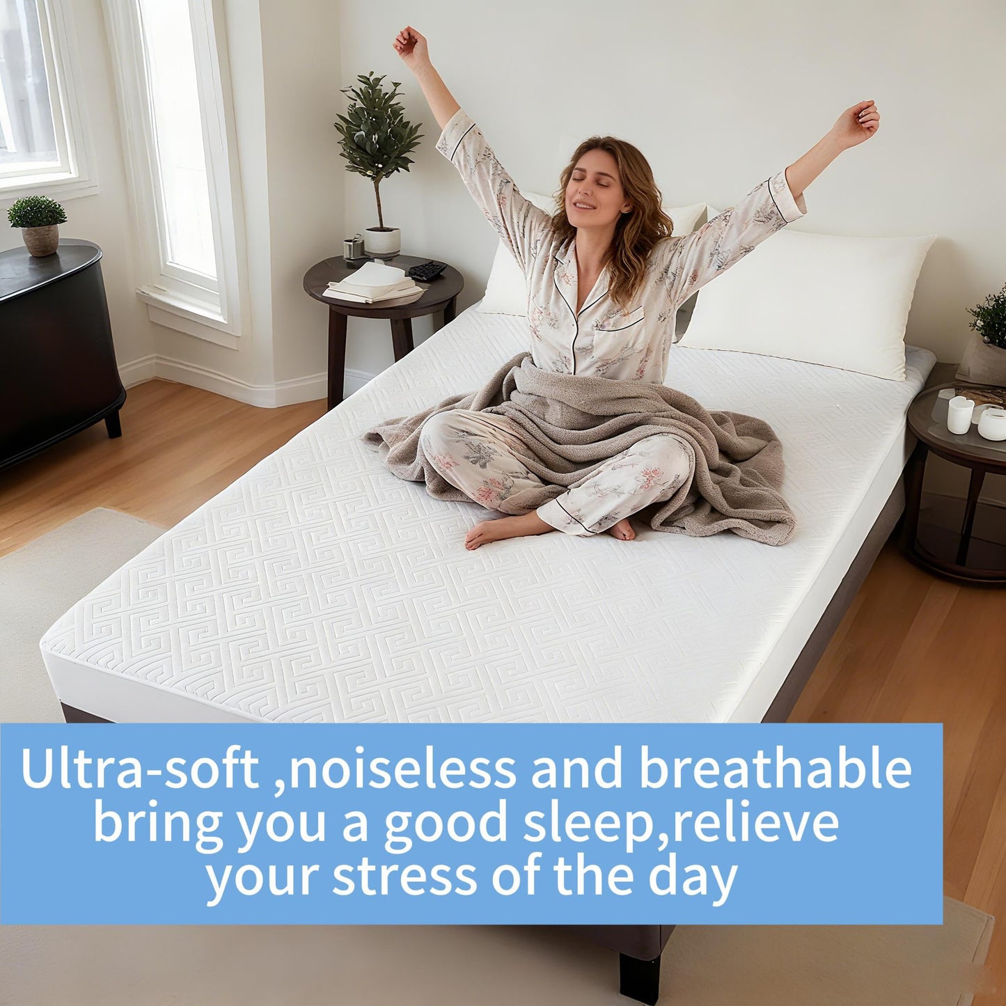 Waterproof Mattress Protector King Size,Quilted Bed Mattress Cover 325GSM,6"-18" Deep Pocket King Mattress Protector,Ultra-Soft Breathable Noiseless Mattress Pad Cover,Vinyl Free Machine Washable