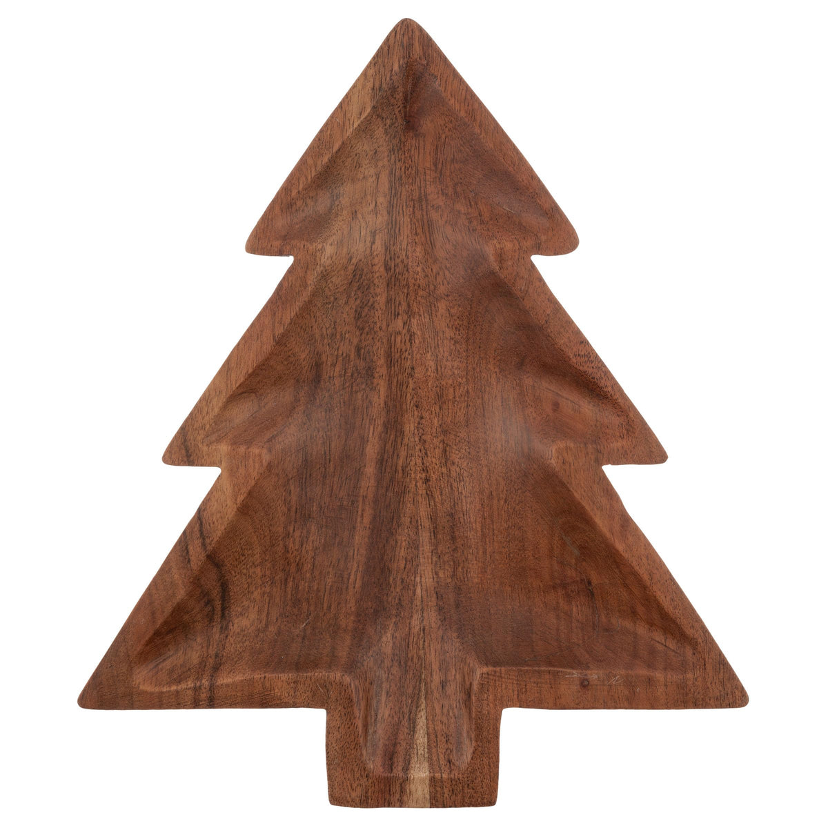 Karma, Acacia Wood Shaped Serving Bowl, Shaped Wooden Compartment Divided, Wood Accent-Plates Divided Dessert Dish Serving Trays Platters, Christmas Tree