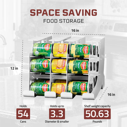 FIFO Pantry Storage Organizer Dispenser Rack for Canned Goods/Drinks, 54-Can Capacity