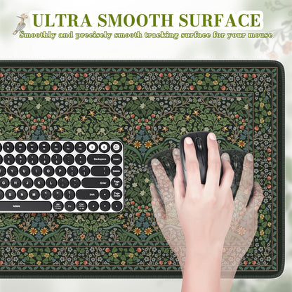 iCasso Big Mouse Pad, Desk Pad Mat, Full Desk Large Mousepad, Anti-Slip Smooth Surface XXL Computer Pad with Stitched Edges for Home Office Organizer (Green)