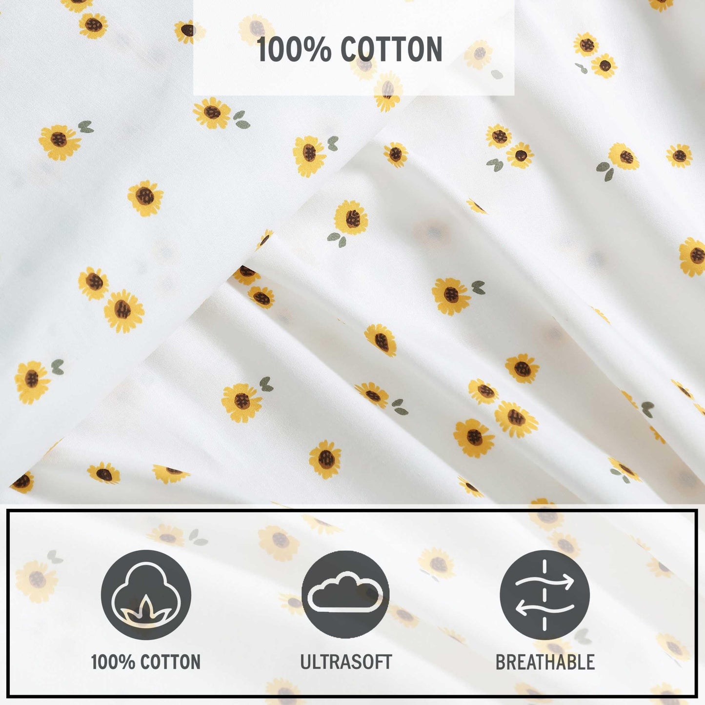 Eddie Bauer - Twin Sheet Set with Fitted Sheet & Pillowcase, 100% Cotton Percale Bedding, Crisp & Cool, Dorm Room Essentials, Sunflower Yellow