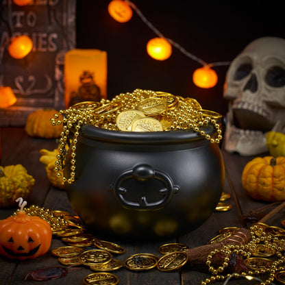 JOYIN Halloween Large Black Cauldron 7.5'', Halloween Witch Cauldron Pot, Candy Kettle, Pot and Bucket, Candy Cauldrons Holder for St. Patricks Party Favor Supply Witch Decoration, Kids Trick or Treat