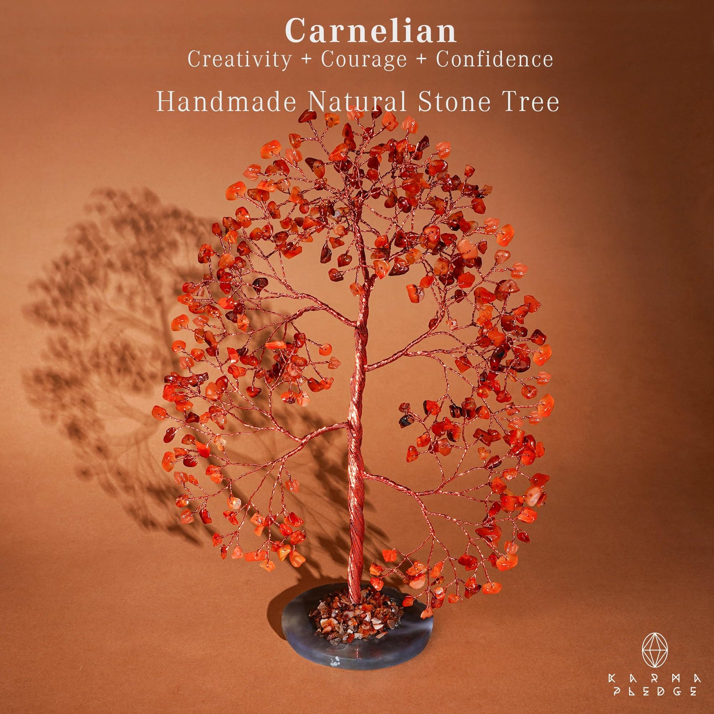 Crystal Tree of Life Birthday Gifts for Women, Men, Frineds, Handmade Carnelian Chakra Tree for Home, Room, Office Decor, Bring Money, Positivity, Reiki Healing, Good Luck, Gifts for Mom & Dad