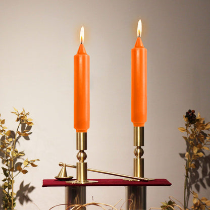 NJAO HOO Halloween Candlesticks Orange Short Taper Candle 7 Inch Unscented Dripless Tapered Candle Set for Home Dinner Fall Decor Party, 4 Pack
