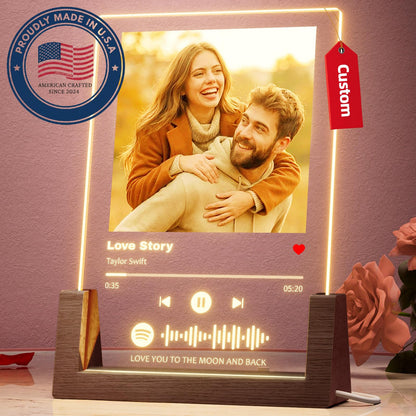 Bemaystar Spotify Plaque Custom Gifts - Acrylic Song Plaque with Picture - Personalized Gifts for Boyfriend Girlfriend Couple - Customized Valentines Day Gifts for Him Her, 7Lx5W
