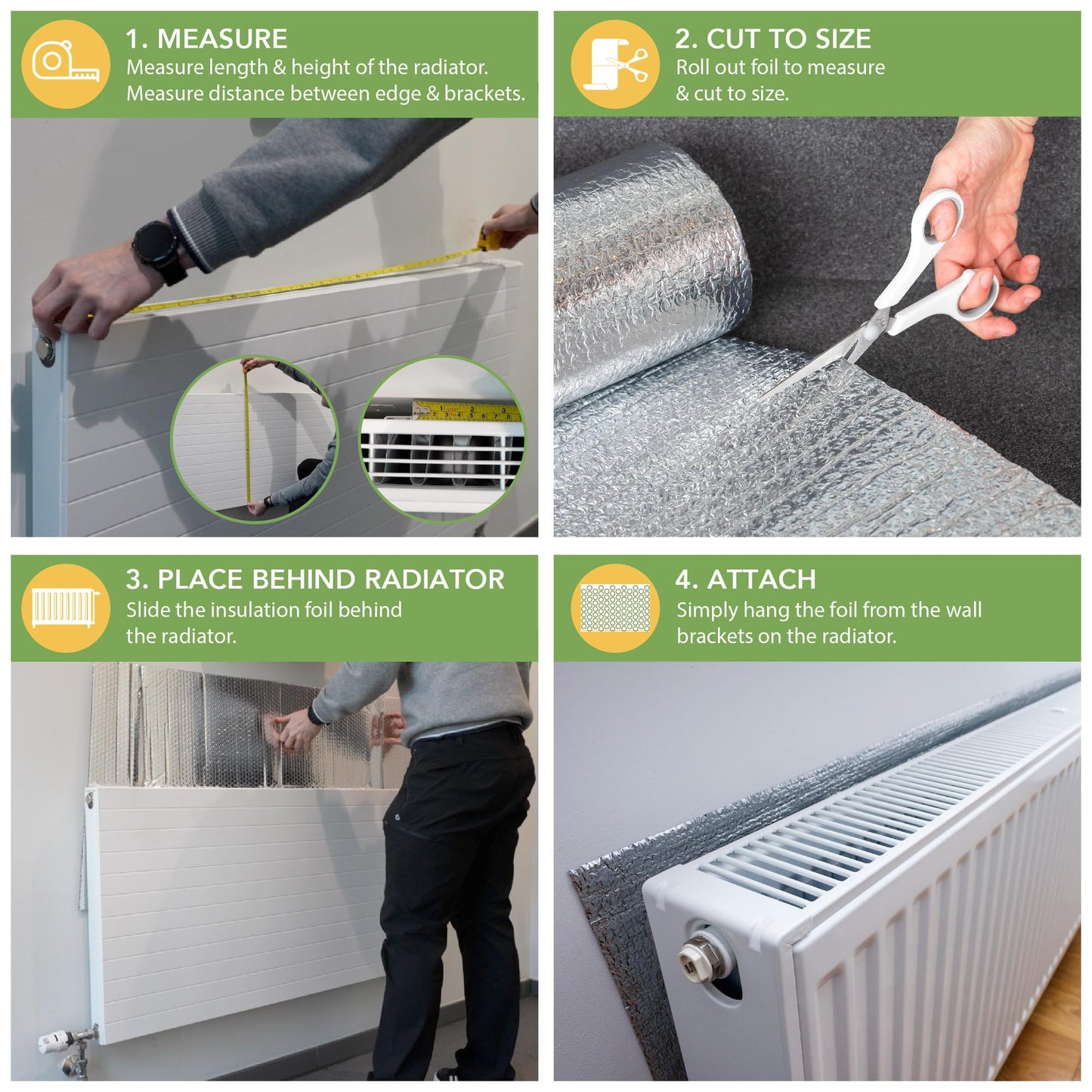 BLOSTM Foil Insulation Roll 10m x 60cm - Radiator Reflector Panels for Floor, Ceiling, Roof, Wall Insulation - 3-in-1 Reflective Foil Insulation Roll - Heat & Vapour Barrier Saves Energy
