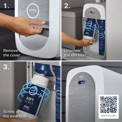 GROHE Blue S-Filter Cartridge - Replacement Filter for Blue and Red Water Systems for Fresh Filtered Water, Reduces Limescale and Heavy Metals, Capacity 600 Litre, 40404001