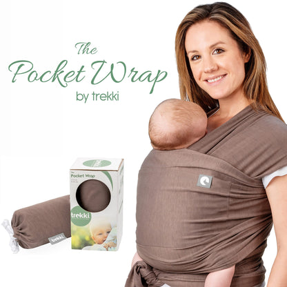 Baby Sling Wrap with Large Front Pocket - Naturally Soft Baby Wrap Carrier - Cotton Baby Sling Carrier From Birth - Baby Sling Newborn to Toddler Carrier - The Pocket Wrap™ by Trekki (Earth)