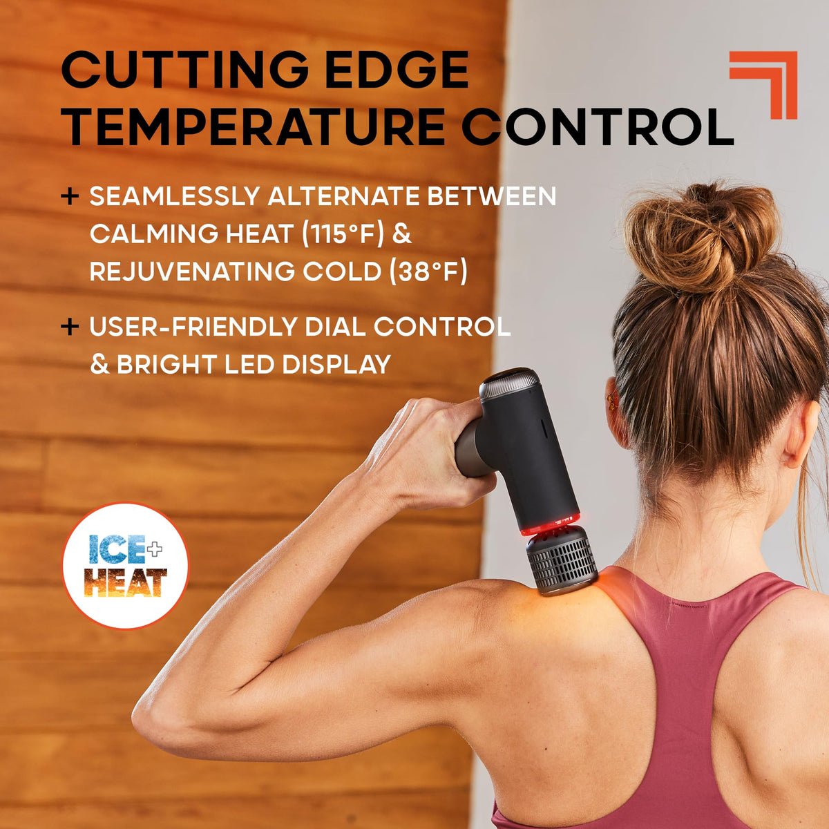 Sharper Image® Powerboost® Pro+ Hot & Cold Compact Deep Tissue Massage Gun - 6 Speed, 4 Attachments, Travel Case| Heat & Cold Therapy| Lightweight Shoulder & Back Massager| Fathers Day Gift for Dad